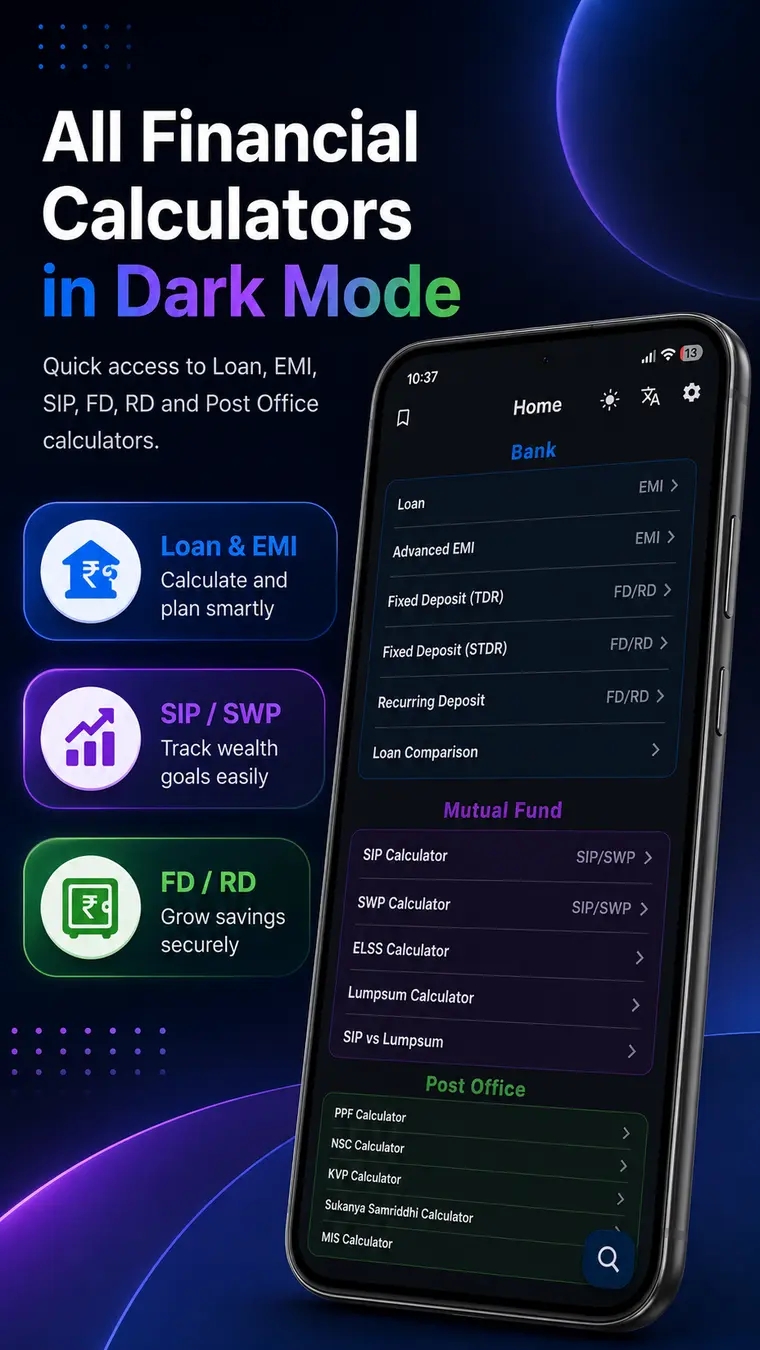 All financial calculators in dark mode