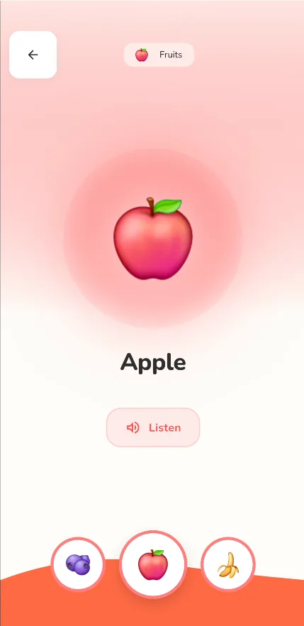 Tap a picture to hear the word Apple