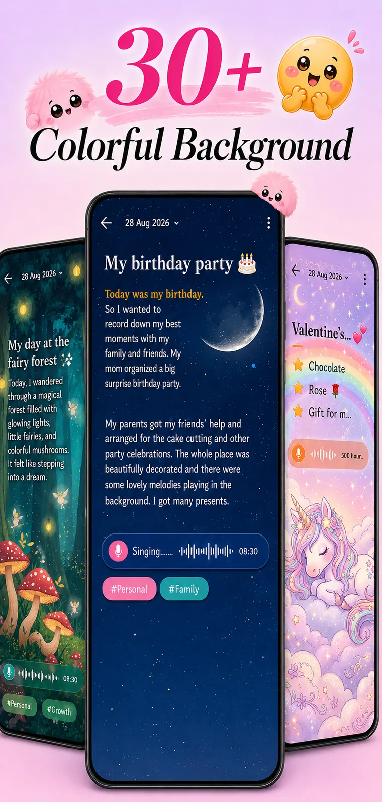 30+ colourful backgrounds for your diary entries